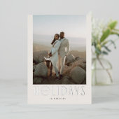 洗練されたクリーム&シルバーハッピーホリデーズフォト 箔シーズンカード (立ち正面)