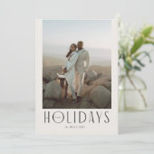洗練されたクリーム&ブラックハッピーホリデーズフォト シーズンカード (スタンド正面)