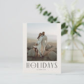 洗練されたクリーム&ブラックハッピーホリデーズフォト ポストカード (スタンド正面)