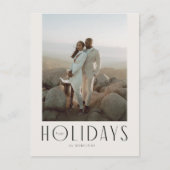 洗練されたクリーム&ブラックハッピーホリデーズフォト ポストカード (正面)