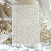 洗練されたクリーム＆ホワイトレースのウェディング 招待状