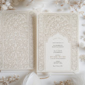 洗練されたクリーム&ホワイトレース結婚ズ 招待状