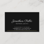 洗練されたクリーンなモダンブラック金ゴールドデザイン 名刺 (正面)