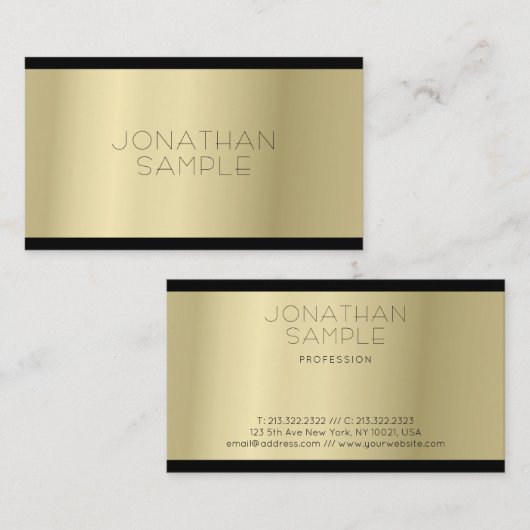 洗練されたグラマー金ゴールドルックプロフェッショナルルクセ 名刺 (正面/裏面)