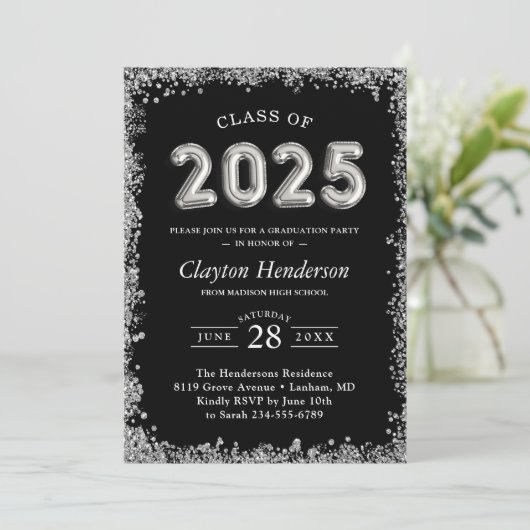 洗練されたグリッターアクセント2025グラードパーティー 招待状 (スタンド正面)