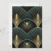 洗練されたグリーンと金ゴールドアールデコ結婚の セーブザデート (裏面)