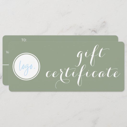 洗練されたグリーンビジネスロゴギフト証明書 (正面/裏面)