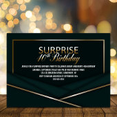 洗練されたグリーン金ゴールド40thサプライズ誕生日 招待状