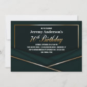洗練されたグリーン金ゴールド70th誕生日パーティー 招待状 (正面)