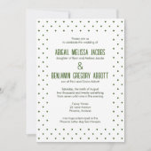 洗練されたグリーン＆ホワイトの水玉模様の披露宴 招待状 (正面)