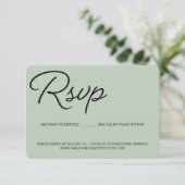 洗練されたグリーン モダンなRSVP ウェディング 予約席 出欠カード (スタンド正面)