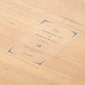 洗練されたグレイの幾何学的なアクセント アクリル招待状 (レイダウン)