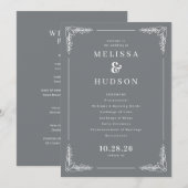 洗練されたグレイ・ブドウの結婚式プログラム プログラム (正面/裏面)
