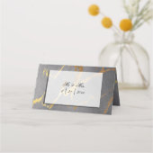 洗練されたグレーと金ゴールド大理石披露宴 プレイスカード (裏面)