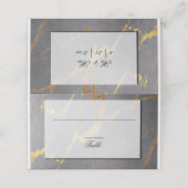 洗練されたグレーと金ゴールド大理石披露宴 プレイスカード (外部開封)