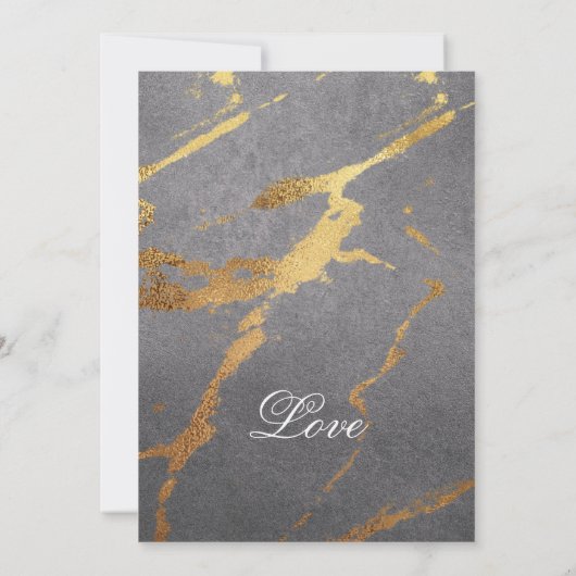 洗練されたグレーにゴールドのマーブル模様の結婚式 案内状 (裏面)