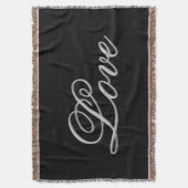 洗練されたグレーの黒結婚い愛 スローブランケット (正面縦)
