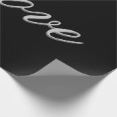 洗練されたグレーの黒結婚色愛の郵便料金 ラッピングペーパー (角)