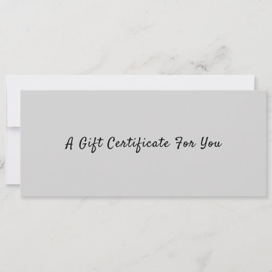 洗練されたグレーブラックスクリプトギフト証明書 (正面)