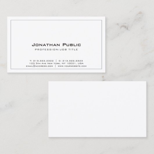 洗練されたグレーホワイトデザインモダンプレーン 名刺 (正面/裏面)