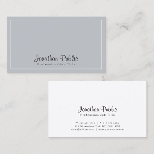 洗練されたグレーホワイトモダンプロフェッショナルクリーン 名刺 (正面/裏面)