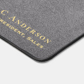 洗練されたグレー金ゴールド大理石ルック名&タイトル デスクマット (コーナー)