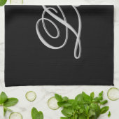 洗練されたグレー ブラック ラブ キッチンタオル (折り畳み)