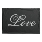 洗練されたグレー ブラック ラブ 枕カバー (裏面)