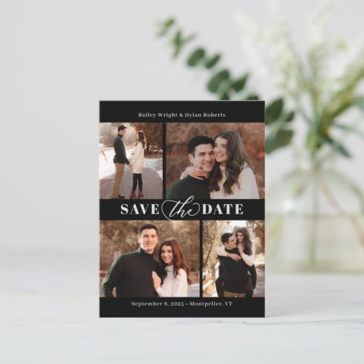 洗練されたコラージュモダン日付はがきを保存 ポストカード (スタンド正面)