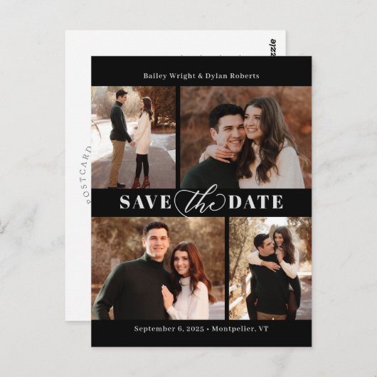 洗練されたコラージュモダン日付はがきを保存 ポストカード (正面/裏面)