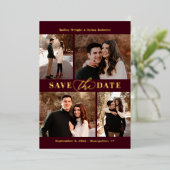 洗練されたコラージュ箔ウェディング日付カードを保存 箔招待状 (立ち正面)