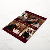 洗練されたコラージュ箔ウェディング日付カードを保存 箔招待状 (回転した状態)