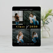 洗練されたコラージュ箔卒業編集可能カラーフォイ 箔招待状 (立ち正面)
