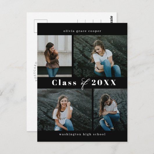 洗練されたコラージュ編集可能なカラー卒業はがき ポストカード (正面/裏面)