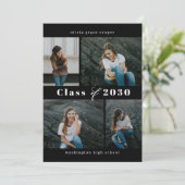 洗練されたコラージュ編集可能なカラー卒業インベーティ 招待状 (スタンド正面)