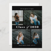 洗練されたコラージュ編集可能なカラー卒業インベーティ 招待状 (正面/裏面)