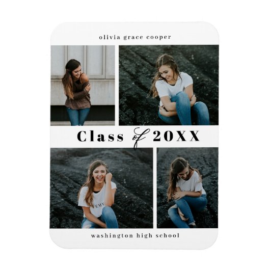 洗練されたコラージュ編集可能なカラー卒業マグネット マグネット (縦)