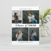 洗練されたコラージュ編集可能なカラー卒業 招待状 (スタンド正面)