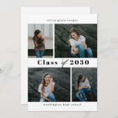 洗練されたコラージュ編集可能なカラー卒業 招待状 (正面/裏面)