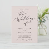 洗練されたコーディネート ブッシュピンク QRコード付きバック ウェディング 招待状 (スタンド正面)