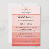 洗練されたコーラルピンクのストライプのトーンオントーン ブライダルシャワー 招待状 (正面)