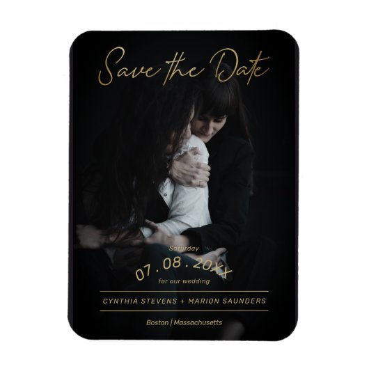 洗練されたゴールデンスクリプトフォト結婚LGTB マグネット (縦)