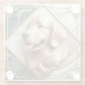 洗練されたゴールデンレトリエバーマーブルエレガンス ガラスコースター (裏面)