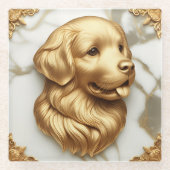 洗練されたゴールデンレトリバーマーブル美しい ガラスコースター (正面)