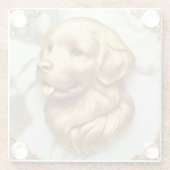 洗練されたゴールデンレトリバーマーブル美しい ガラスコースター (裏面)