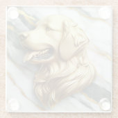 洗練されたゴールデンレトリバー大理石表現 ガラスコースター (裏面)