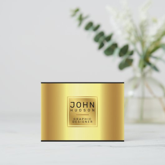 洗練されたゴールドとブラックの名刺 名刺 (スタンド正面)