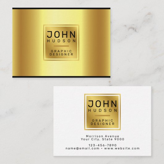 洗練されたゴールドとブラックの名刺 名刺 (正面/裏面)