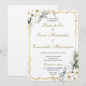 洗練されたゴールドの結婚式の招待状（編集可能） 招待状 (正面/裏面)