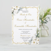 洗練されたゴールドの結婚式の招待状（編集可能） 招待状 (スタンド正面)